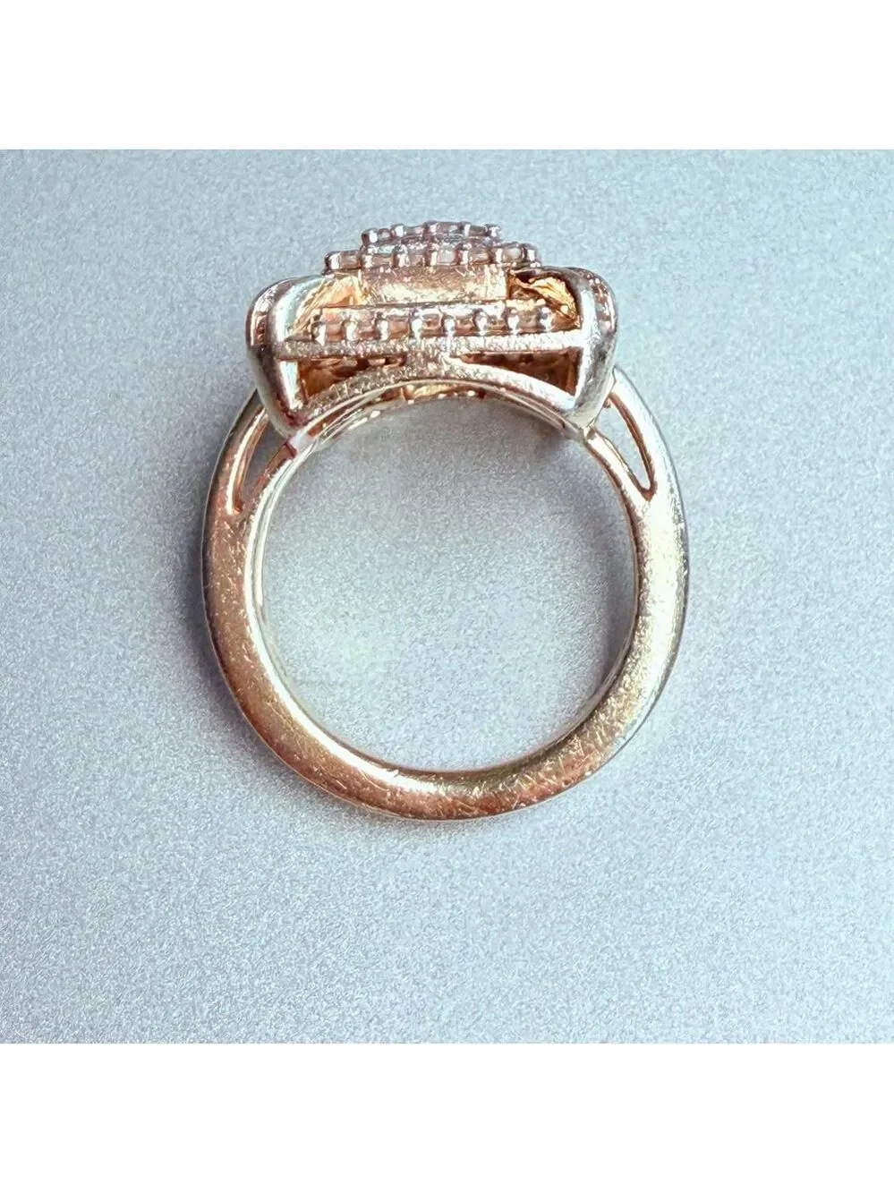 Pave 1.7 TCW Diamond Square Sterling Silver Gold Vermeil Cocktail Ring Heng Ngai